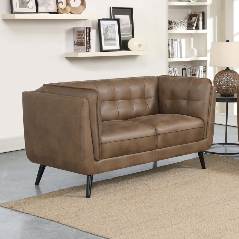 Coaster Furniture Thatcher Stationary Leather Look Loveseat 509422 IMAGE 11