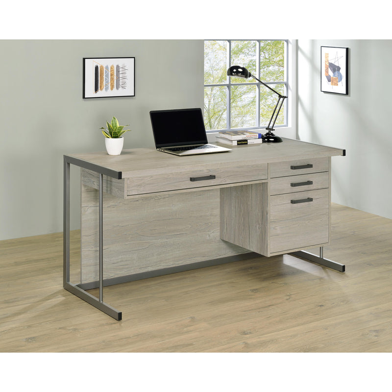  Coaster Furniture Loomis 805881 60-inch 4-Drawer Computer Desk - Whitewashed Grey IMAGE 9