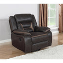  Coaster Furniture Greer 651356 Upholstered Swivel Glider Recliner Chair - Brown IMAGE 3