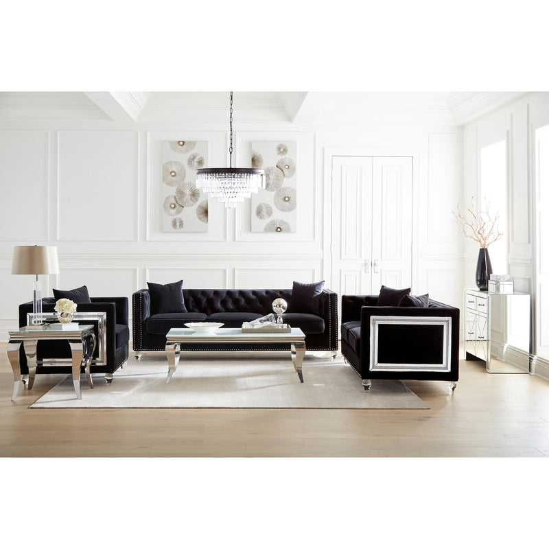 Coaster Furniture Carone 707768 Rectangular Glass Top Coffee Table - White and Chrome IMAGE 3