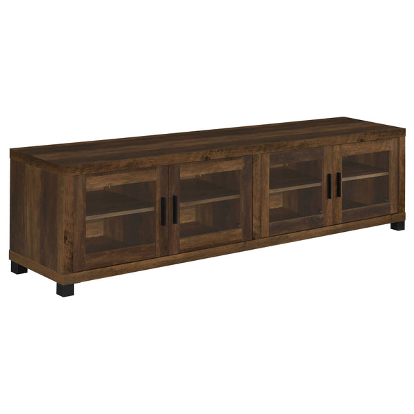 Coaster Furniture Sachin 736293 Rectangular TV Console With Glass Doors - Dark Pine IMAGE 1
