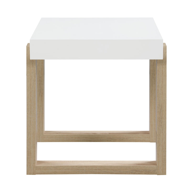 Coaster Furniture Pala 753397 Rectangular End Table - White High Gloss and Natural IMAGE 4