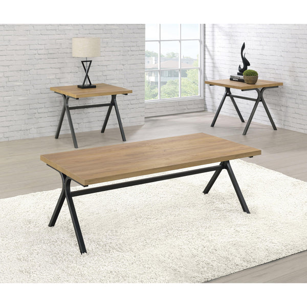  Coaster Furniture Colmar 753424 3-piece Engineered Wood Coffee Table Set - Golden Oak IMAGE 1