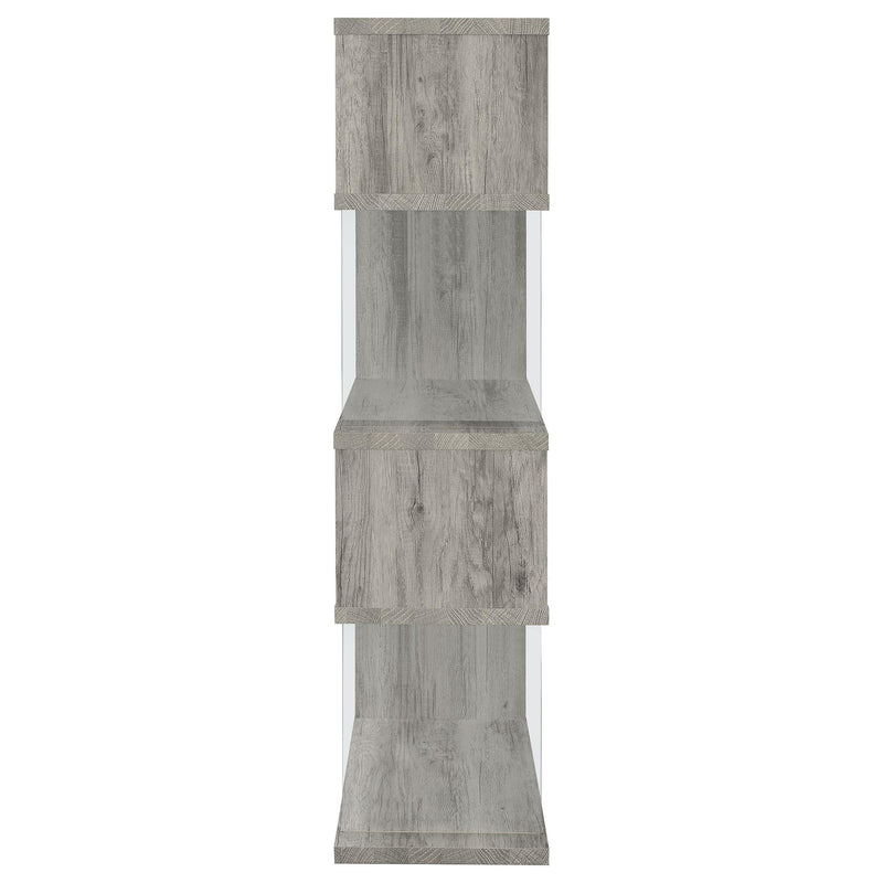 Coaster Furniture Emelle 802340 63-inch 4-shelf Glass Panel Bookshelf - Grey Driftwood IMAGE 10