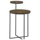  Coaster Furniture Yael 935980 Round Mango Wood Accent Side Table - Natural and Gunmetal IMAGE 1