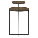  Coaster Furniture Yael 935980 Round Mango Wood Accent Side Table - Natural and Gunmetal IMAGE 2