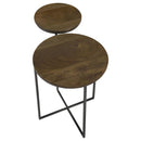  Coaster Furniture Yael 935980 Round Mango Wood Accent Side Table - Natural and Gunmetal IMAGE 4