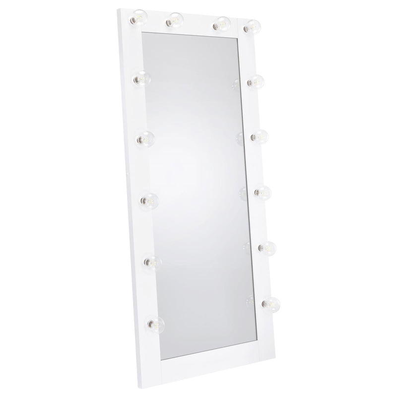  Coaster Furniture Zayan 969558 32 x 71 Inch Floor Mirror LED Lighting - White Gloss IMAGE 1