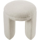 Meridian Bowen Beige Faux Shearling Teddy Fabric Ottoman/Stool IMAGE 3