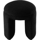 Meridian Bowen Black Faux Shearling Teddy Fabric Ottoman/Stool IMAGE 3
