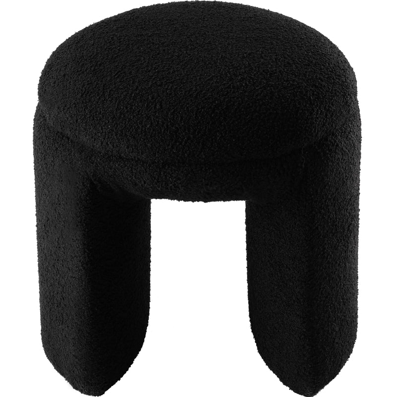 Meridian Bowen Black Faux Shearling Teddy Fabric Ottoman/Stool IMAGE 3