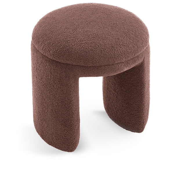Meridian Bowen Brown Faux Shearling Teddy Fabric Ottoman/Stool IMAGE 1