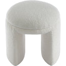 Meridian Bowen Cream Faux Shearling Teddy Fabric Ottoman/Stool IMAGE 3