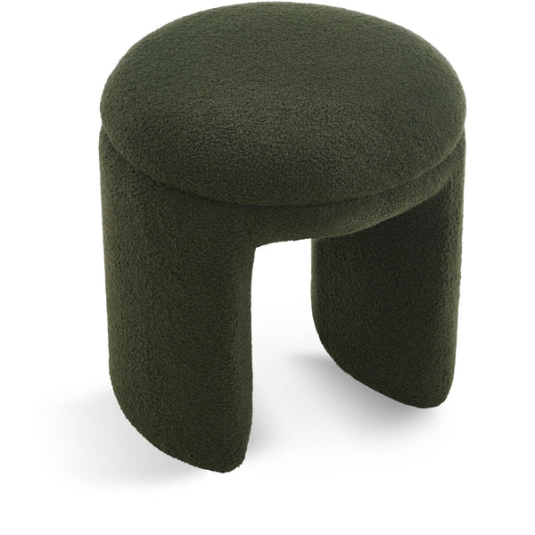 Meridian Bowen Green Faux Shearling Teddy Fabric Ottoman/Stool IMAGE 1