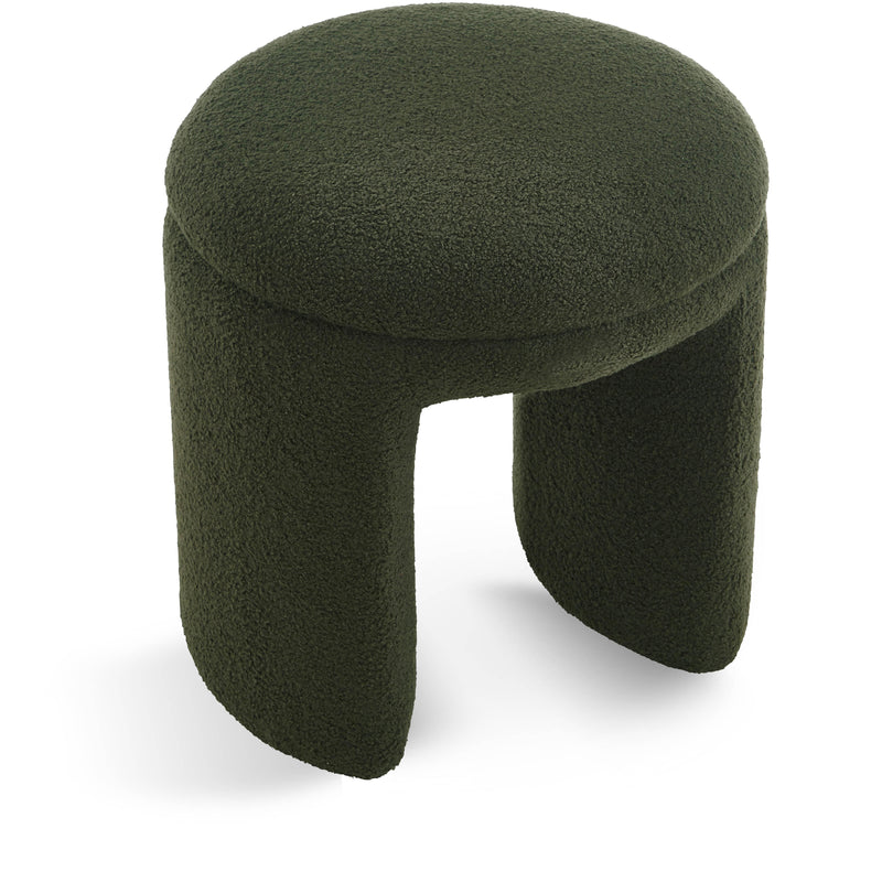 Meridian Bowen Green Faux Shearling Teddy Fabric Ottoman/Stool IMAGE 1