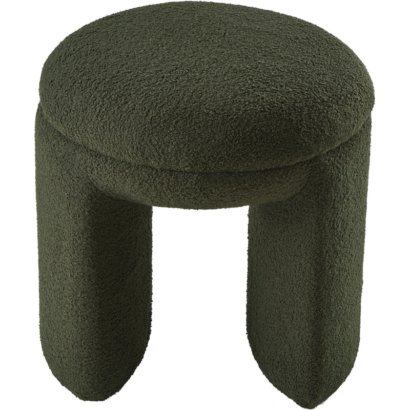 Meridian Bowen Green Faux Shearling Teddy Fabric Ottoman/Stool IMAGE 3
