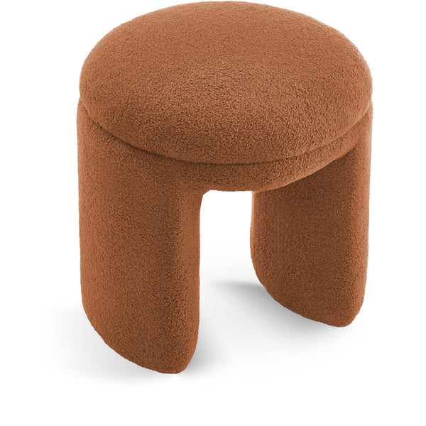 Meridian Bowen Saddle Faux Shearling Teddy Fabric Ottoman/Stool IMAGE 1