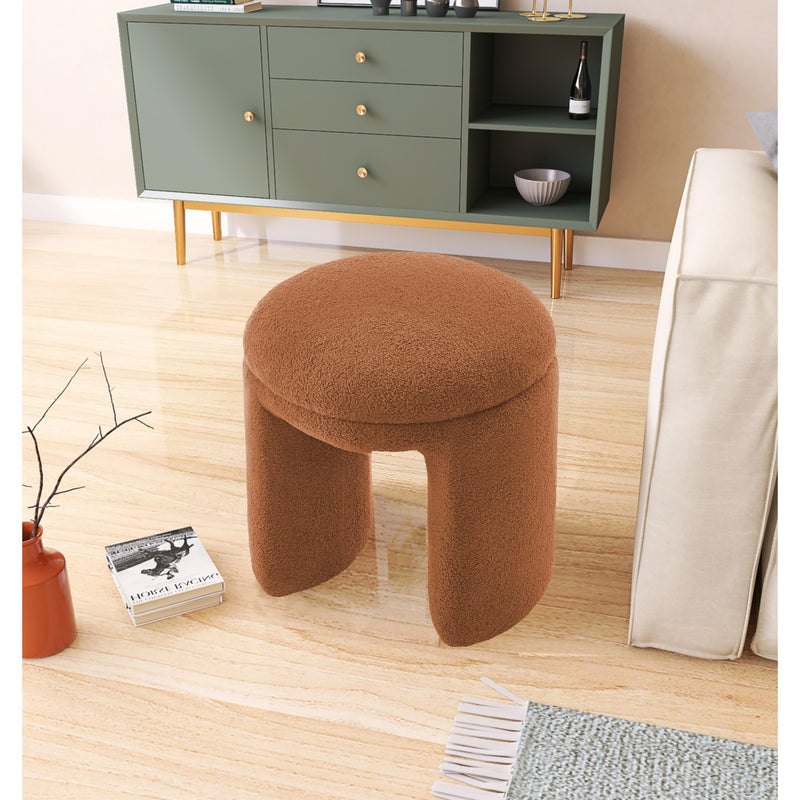 Meridian Bowen Saddle Faux Shearling Teddy Fabric Ottoman/Stool IMAGE 2