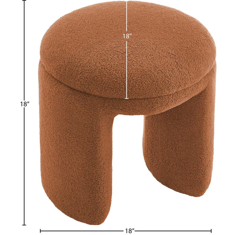 Meridian Bowen Saddle Faux Shearling Teddy Fabric Ottoman/Stool IMAGE 4