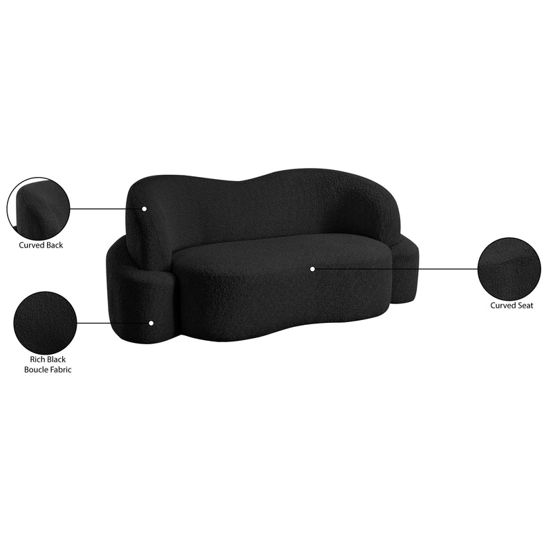 Meridian Principessa Black Boucle Fabric Loveseat IMAGE 18