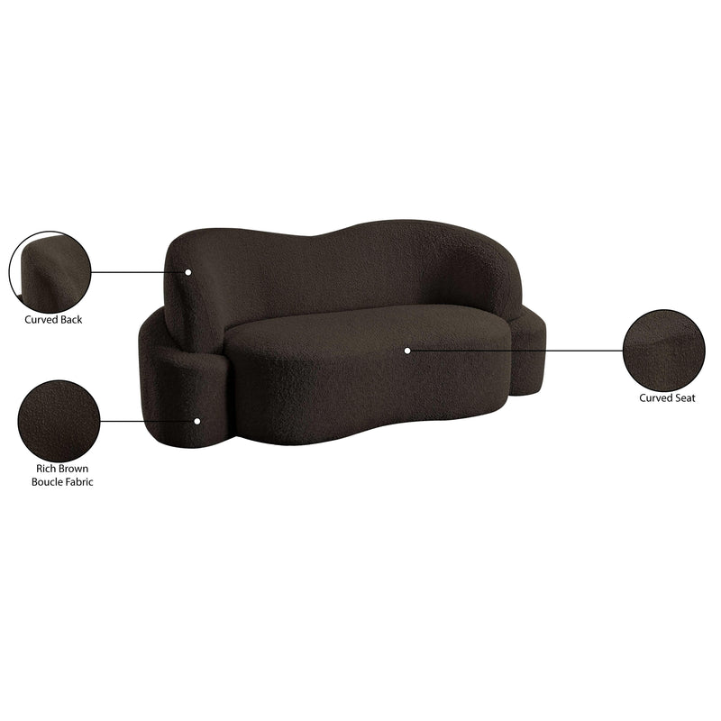 Meridian Principessa Brown Boucle Fabric Loveseat IMAGE 18