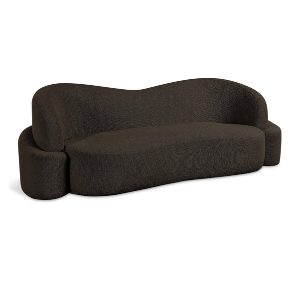 Meridian Principessa Brown Boucle Fabric Sofa IMAGE 1