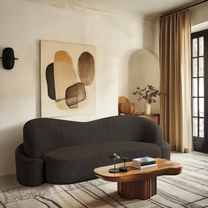 Meridian Principessa Brown Boucle Fabric Sofa IMAGE 2