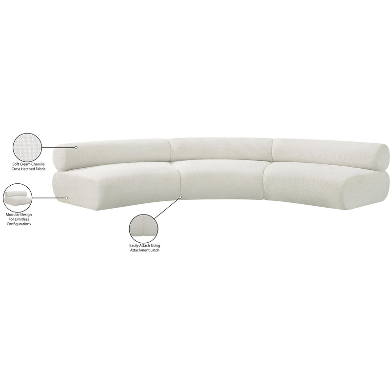 Meridian Bale Cream Chenille Fabric Modular Sofa IMAGE 13