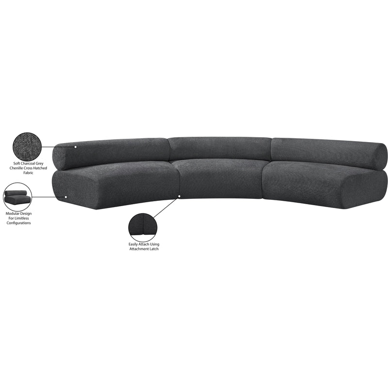 Meridian Bale Grey Chenille Fabric Modular Sofa IMAGE 13