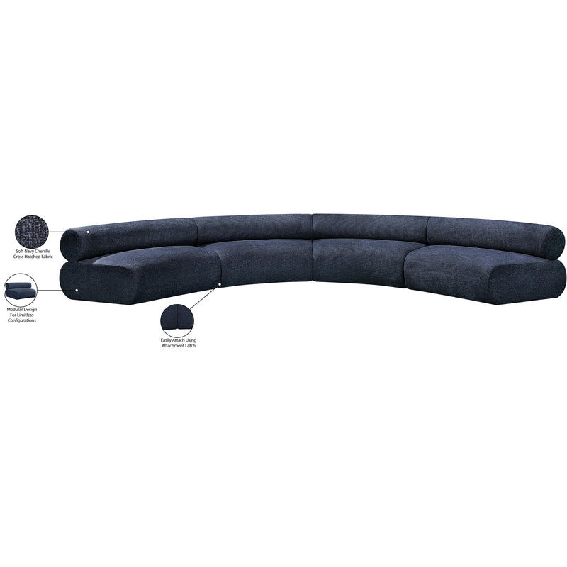 Meridian Bale Navy Chenille Fabric Modular Sofa IMAGE 12