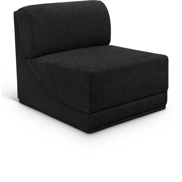 Meridian Ollie Black Boucle Fabric Armless IMAGE 1