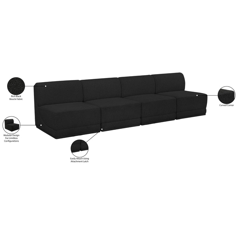 Meridian Ollie Black Boucle Fabric Modular Sofa IMAGE 9
