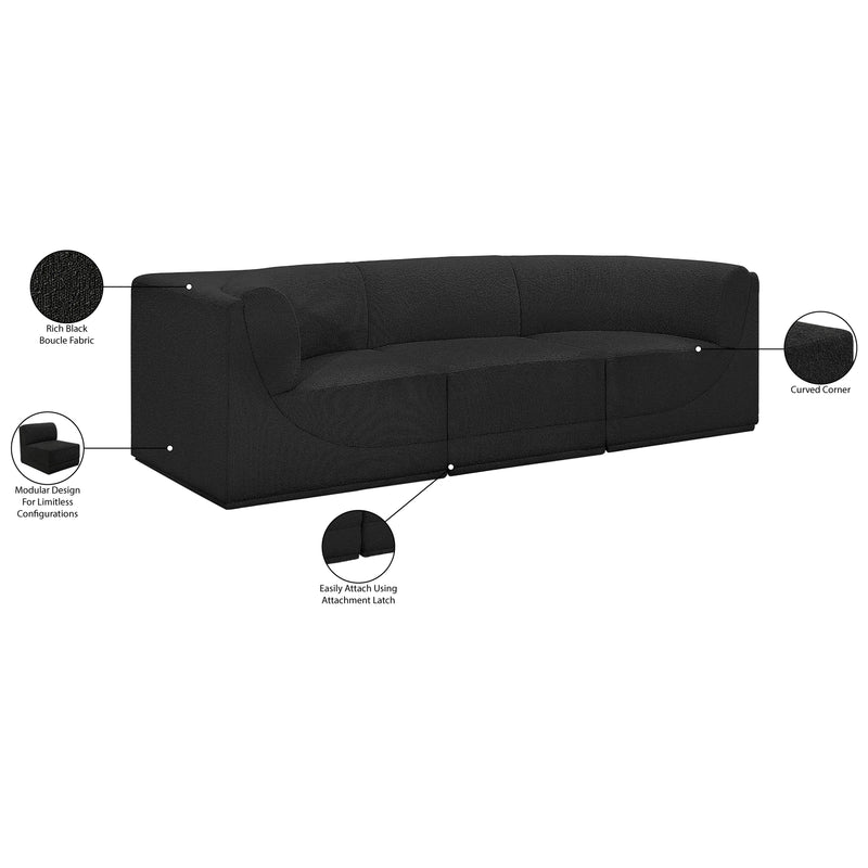 Meridian Ollie Black Boucle Fabric Modular Sofa IMAGE 13