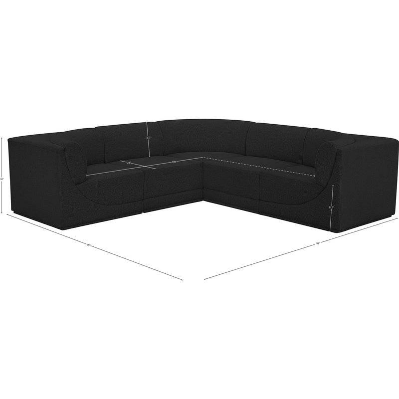 Meridian Ollie 98" Black Boucle Fabric Upholstered 5 pc Modular Sectional IMAGE 13