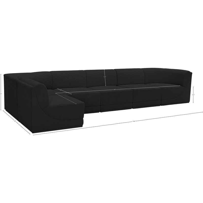  Meridian Ollie 158" Black Boucle Fabric Upholstered 6 pc Modular Sectional IMAGE 15