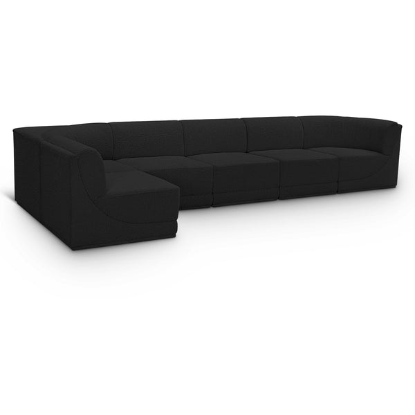 Meridian Ollie Black Boucle Fabric Modular Sectional IMAGE 1