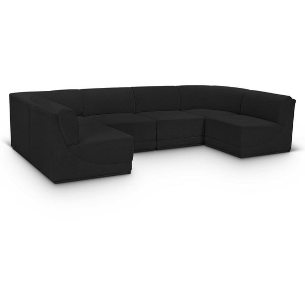 Meridian Ollie Black Boucle Fabric Modular Sectional IMAGE 1