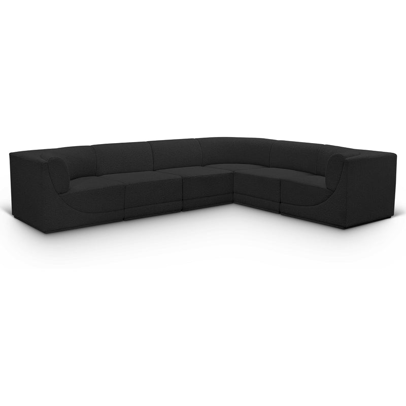 Meridian Ollie Black Boucle Fabric Modular Sectional IMAGE 1
