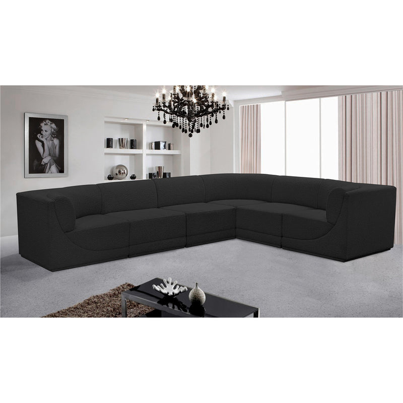 Meridian Ollie Black Boucle Fabric Modular Sectional IMAGE 2