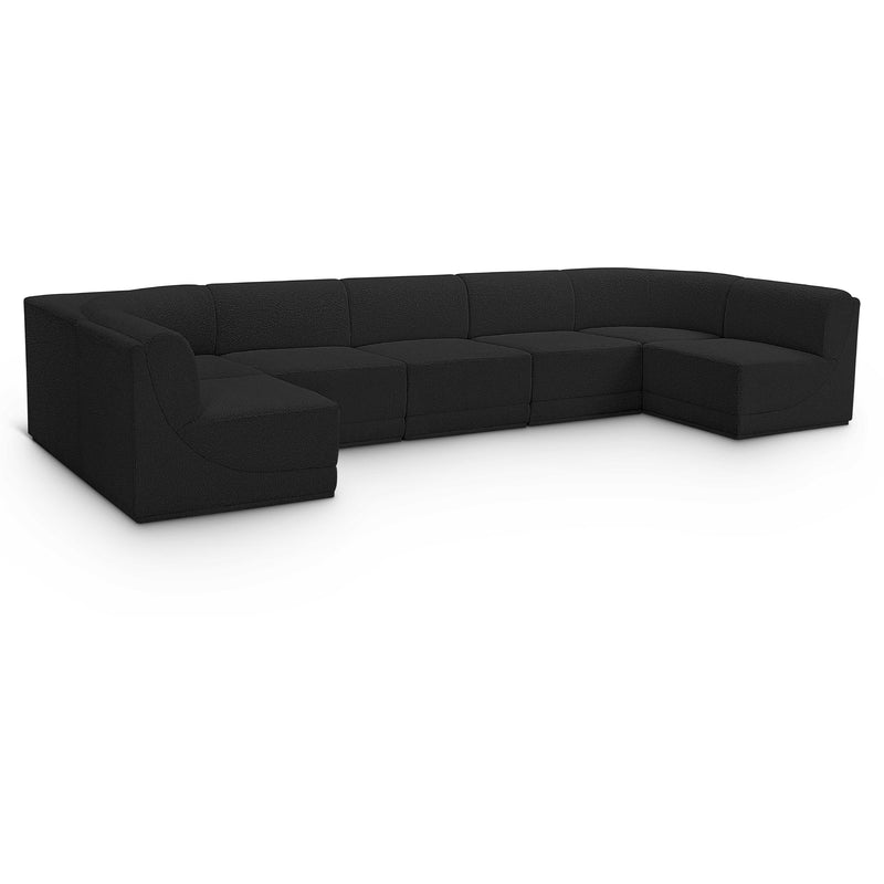 Meridian Ollie Black Boucle Fabric Modular Sectional IMAGE 1