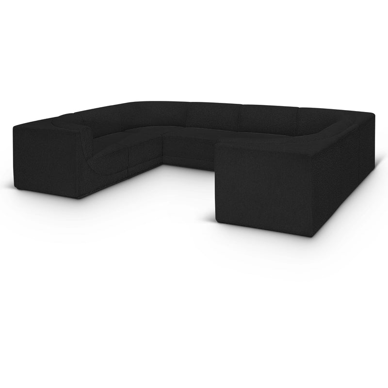 Meridian Ollie Black Boucle Fabric Modular Sectional IMAGE 1