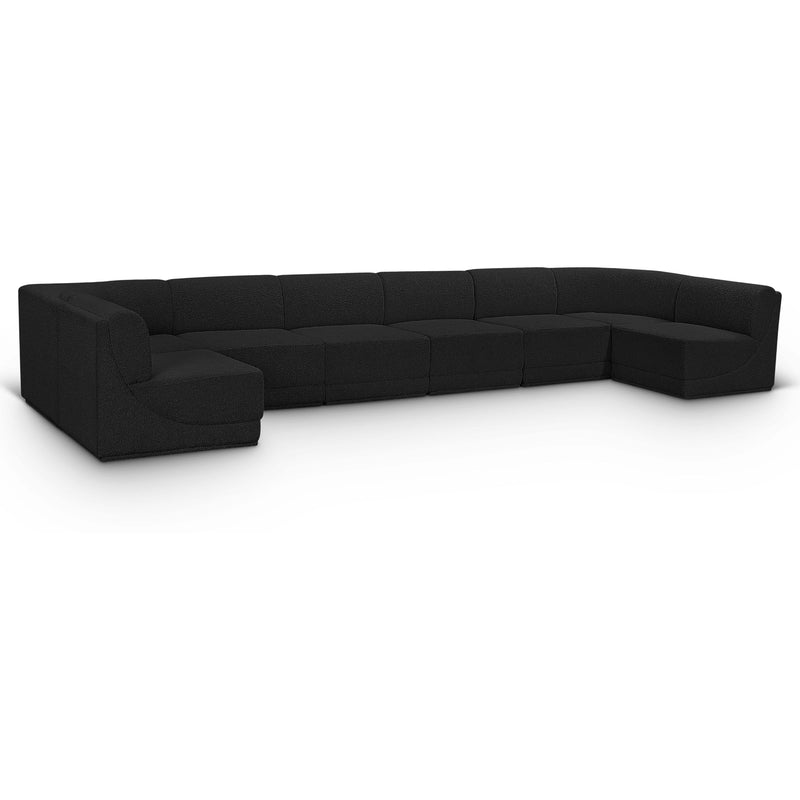 Meridian Ollie Black Boucle Fabric Modular Sectional IMAGE 1