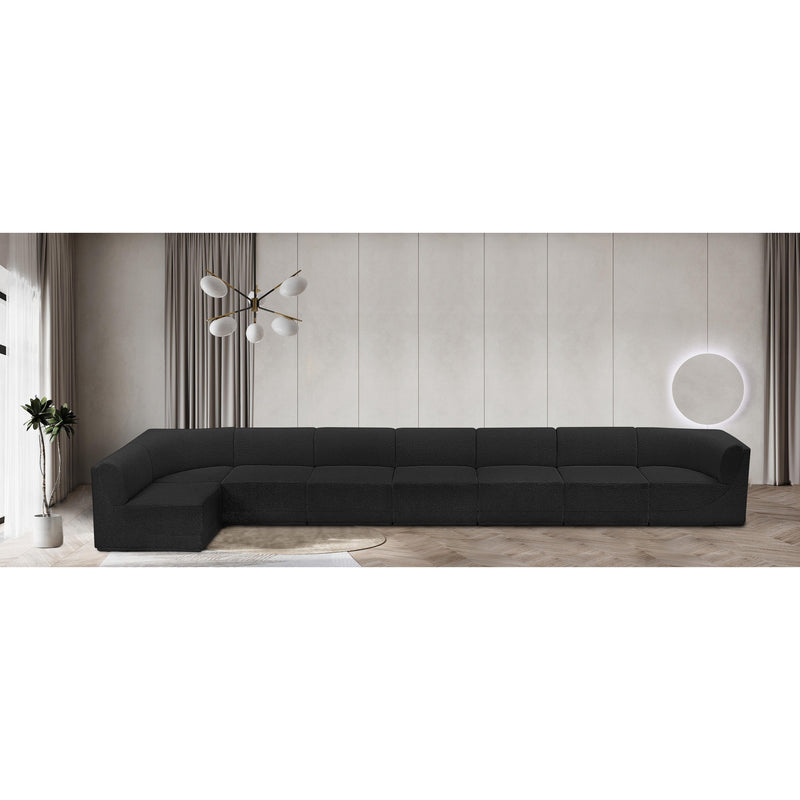 Meridian Ollie Black Boucle Fabric Modular Sectional IMAGE 2