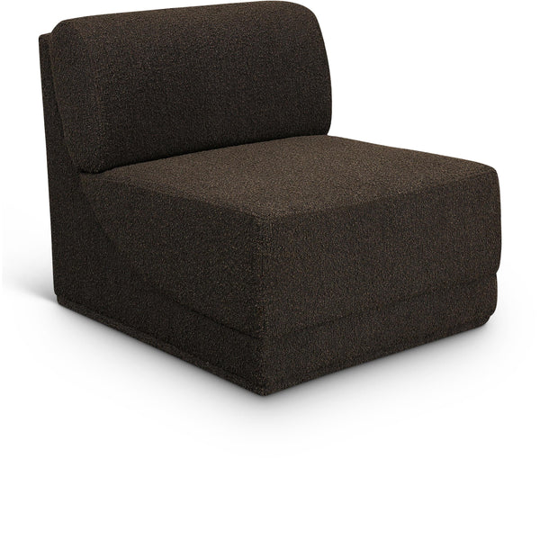 Meridian Ollie Brown Boucle Fabric Armless IMAGE 1