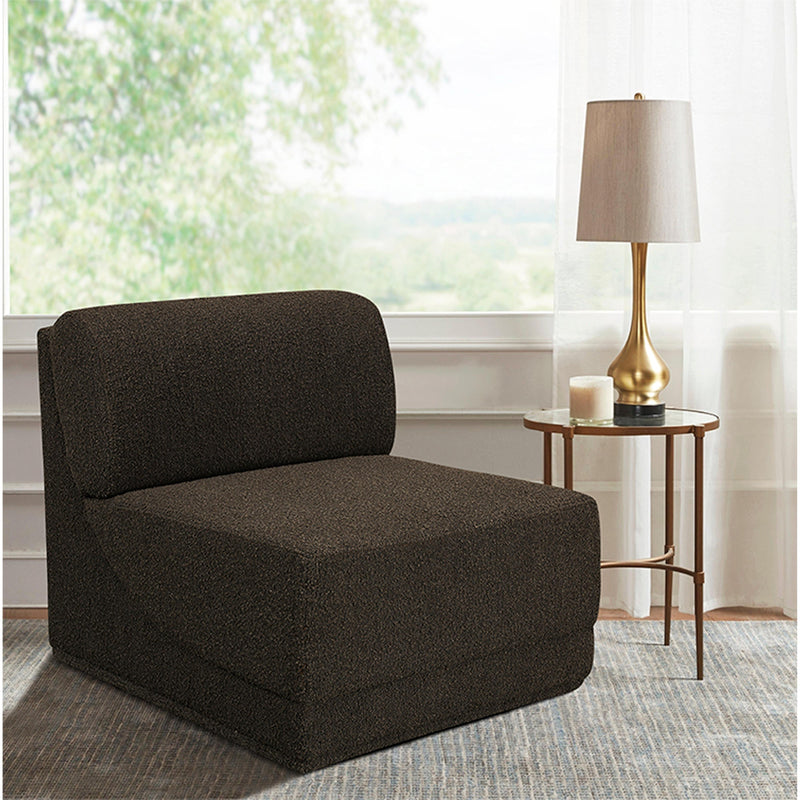 Meridian Ollie Brown Boucle Fabric Armless IMAGE 2