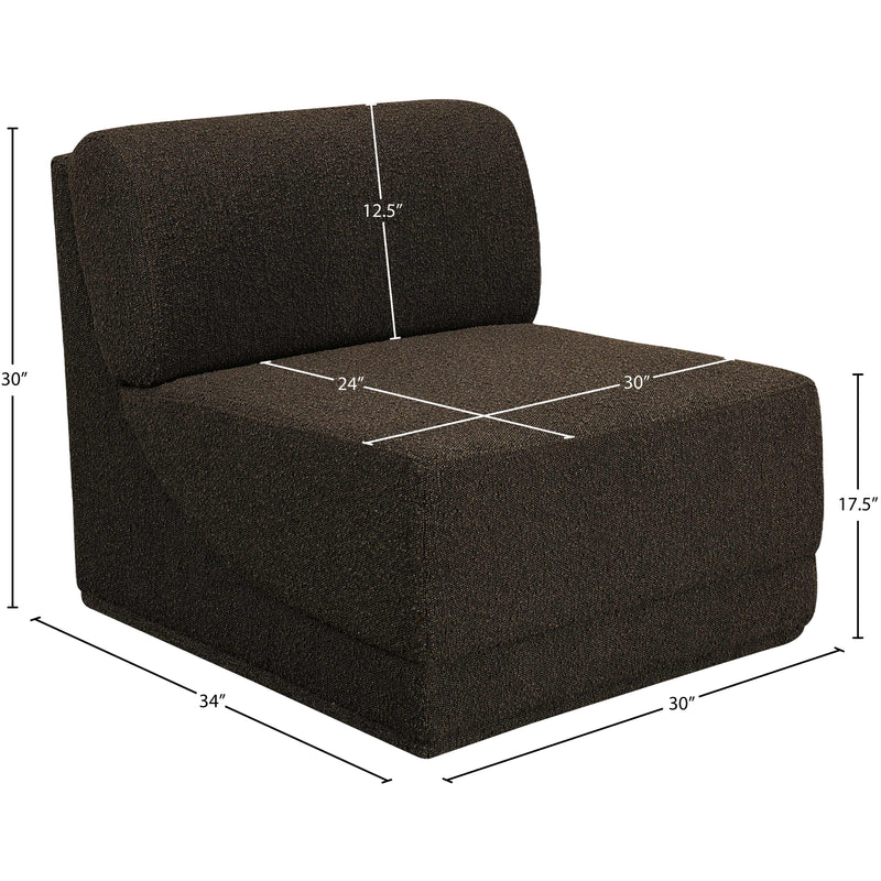  Meridian Ollie Brown Boucle Fabric Upholstered Modular Armless Chair IMAGE 8