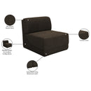  Meridian Ollie Brown Boucle Fabric Upholstered Modular Armless Chair IMAGE 9