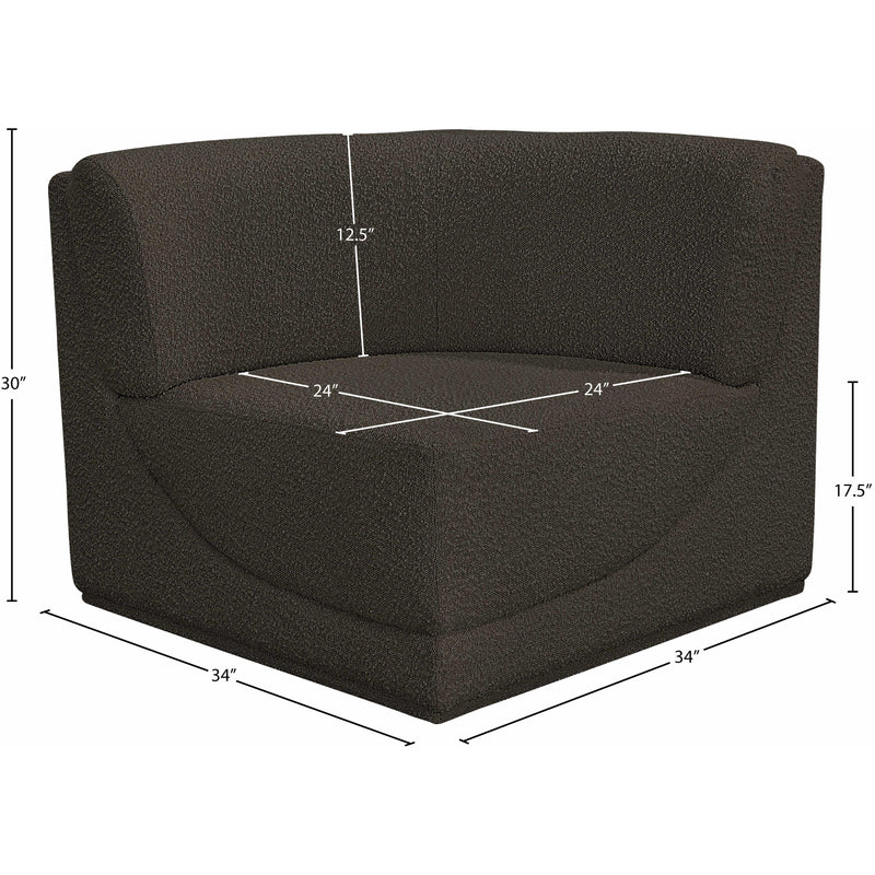  Meridian Ollie Brown Boucle Fabric Upholstered Modular Corner Chair IMAGE 8