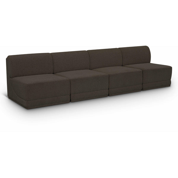 Meridian Ollie Brown Boucle Fabric Modular Sofa IMAGE 1
