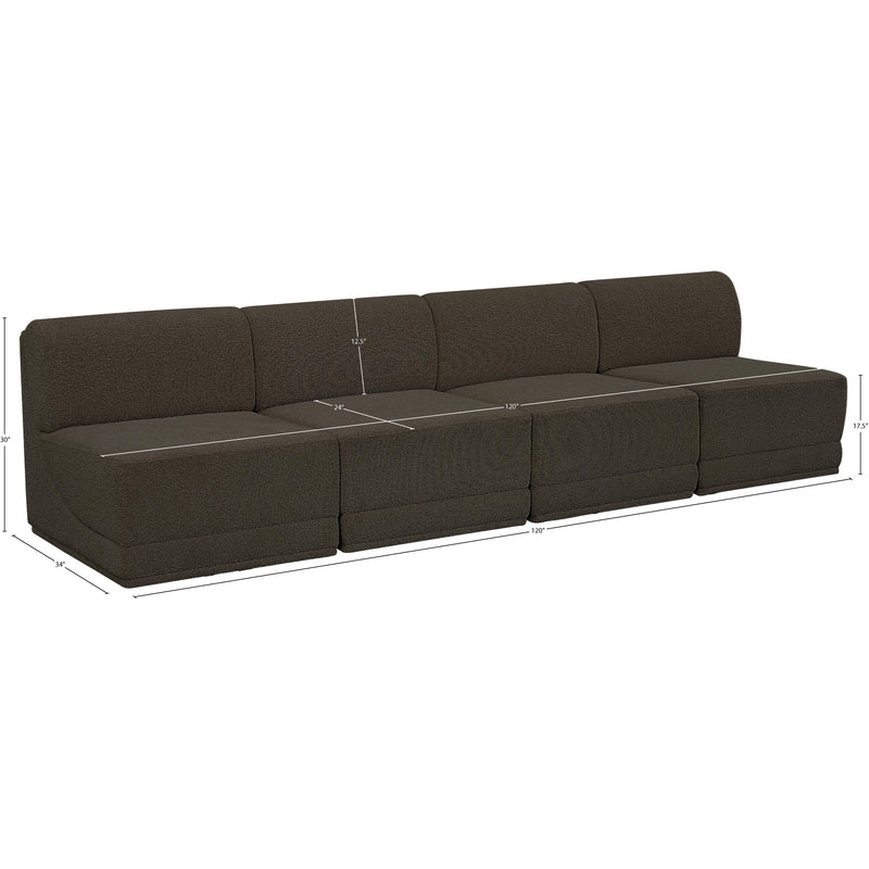  Meridian Ollie 120" Brown Boucle Fabric Upholstered 4 pc Armless Modular Sofa IMAGE 8